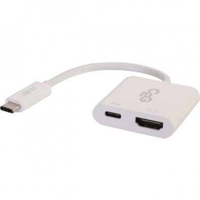 C2G USB-C To HDMI Audio/Video Adapter Converter With Power Delivery - White 29532