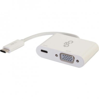 C2G USB-C To VGA Video Adapter Converter With Power Delivery - White 29534