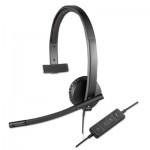 981-000570 USB H570e Over-the-Head Wired Headset, Monaural, Black LOG981000570