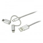 StarTech.com USB Multi-Charger Cable - Lightning, USB-C, Micro-B - Braided - 1 m (3 ft.) LTCUB1MGR
