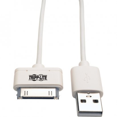 Tripp Lite USB Sync/Charge Cable with Apple 30-Pin Dock Connector, White, 3 ft. (1 m) M110-003-WH