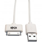 Tripp Lite USB Sync/Charge Cable with Apple 30-Pin Dock Connector, White, 3 ft. (1 m) M110-003-WH