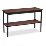 Barricks Utility Table with Bottom Shelf, Rectangular, 48w x 18d x 30h, Walnut/Black BRKUTS1848WA