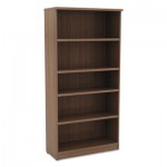 Valencia Series Bookcase, Five-Shelf, 31 3/4w x 14d x 65h, Modern Walnut ALEVA636632WA