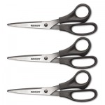 Westcott Value Line Stainless Steel Shears, 8" Long, 3.5" Cut Length, Black Offset Handles, 3/Pack ACM13402