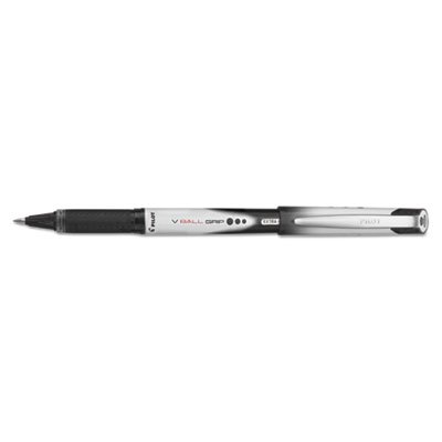 Pilot VBall Grip Liquid Ink Roller Ball Stick Pen, Black Ink, .5mm, Dozen PIL35470