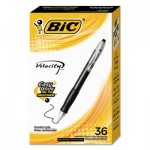 BIC VLG361-BLK Velocity Retractable Ballpoint Pen Value Pack, Medium 1 mm, Black Ink and Barrel, 36/Pack BICVLG361BK