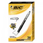 BIC VLG361-BLK Velocity Retractable Ballpoint Pen Value Pack, Medium 1 mm, Black Ink and Barrel, 36/Pack BICVLG361BK