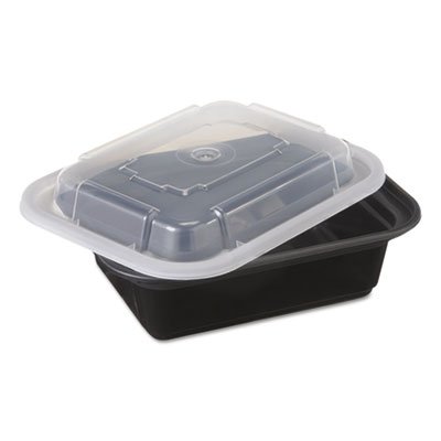 PAC NC818B VERSAtainers, Black/Clear, 12oz, 4 1/2w x 5 1/2d x 1 3/4h, 150/Carton PCTNC818B