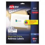 Avery Vibrant Inkjet Color-Print Labels w/ Sure Feed, 1 x 2 5/8, Matte White, 600/PK AVE8250
