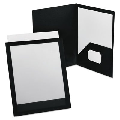 Oxford ViewFolio Polypropylene Portfolio, 50-Sheet Capacity, Black/Clear OXF57442