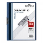 Durable Vinyl DuraClip Report Cover, Letter, Holds 30 Pages, Clear/Dark Blue, 25/Box DBL220307