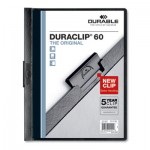 Durable Vinyl DuraClip Report Cover w/Clip, Letter, Holds 60 Pages, Clear/Black, 25/Box DBL221401