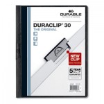 Durable Vinyl DuraClip Report Cover w/Clip, Letter, Holds 30 Pages, Clear/Black, 25/Box DBL220301