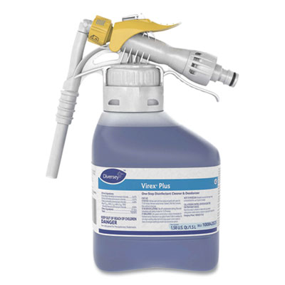 Diversey Virex Plus One-Step Disinfectant Cleaner and Deodorant, 1.5 L Closed-Loop Plastic Bottle, 2/Carton DVO101102925