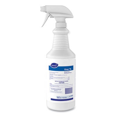 Diversey Virex TB Disinfectant Cleaner, Lemon Scent, Liquid, 32 oz Bottle, 12/Carton DVO04743