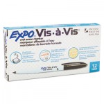 EXPO Vis-a-Vis Wet-Erase Marker, Fine Point, Black, Dozen SAN16001