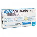 EXPO Vis-a-Vis Wet-Erase Marker, Fine Point, Blue, Dozen SAN16003