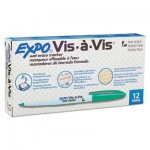 EXPO Vis-a-Vis Wet-Erase Marker, Fine Point, Green, Dozen SAN16004