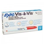 EXPO Vis-a-Vis Wet-Erase Marker, Fine Point, Red, Dozen SAN16002