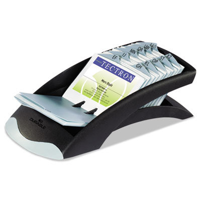 Durable VISIFIX Desk Business Card File Holds 200 4 1/8 x 2 7/8 Cards, Graphite/Black DBL241301
