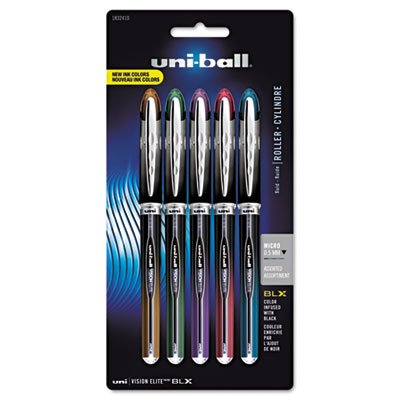 Uni-Ball VISION ELITE BLX Series Rollerball Pen, .5 mm, Assorted, 5/ST SAN1832410
