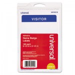 92245 Visitor" Self-Adhesive Name Badges, 3 1/2 x 2 1/4, White/Blue, 100/Pack UNV39110