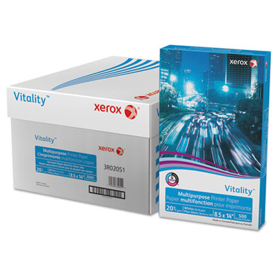 Xerox 3R02051CT Vitality Multipurpose Printer Paper, 8 1/2 x 14, White, 5,000 Sheets/CT XER3R02051CT