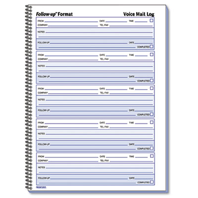Rediform Voice Mail Wirebound Log Books, 8 x 10 5/8, 500 Sets/Book RED51114
