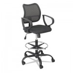 Safco Vue Series Mesh Extended Height Chair, Acrylic Fabric Seat, Black SAF3395BL