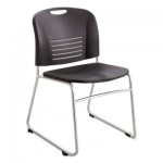 Safco Vy Series Stack Chairs, Black Seat/Black Back, Silver Base, 2/Carton SAF4292BL