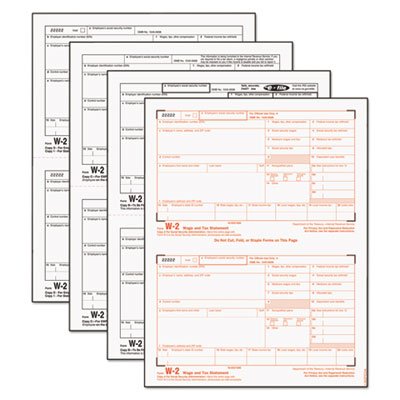 Tops W-2 Tax Form, Four-Part Carbonless, 50 Forms TOP22990