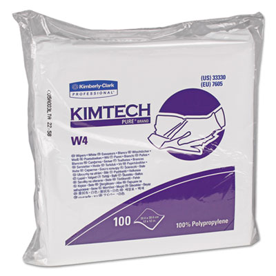 KIMTECH W4 Critical Task Wipers, Flat Double Bag, 12x12, White, 100/Pack, 5 Packs/Carton KCC33330