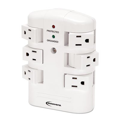 IVR71651 Wall Mount Surge Protector, 6 Outlets, 2160 Joules, White IVR71651