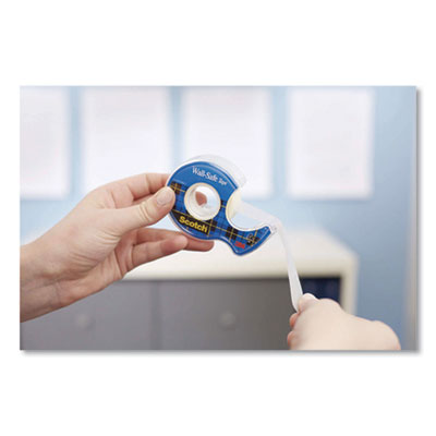 Scotch 183-DM2 Wall-Safe Tape with Dispenser, 1" Core, 0.75" x 50 ft, Clear, 2/Pack MMM2722126