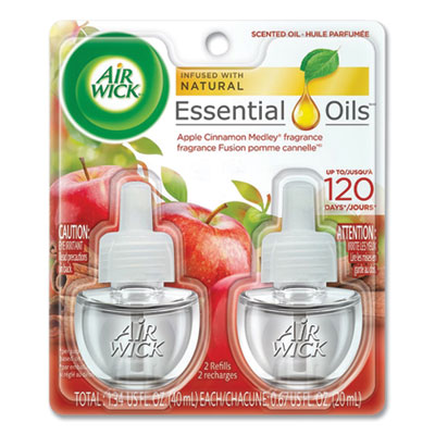 Air Wick 62338-80420 Warming Scented Oil Refill, 0.67 oz, Apple Cinnamon Medley, 2/Pack, 6 Packs/CT RAC80420CT