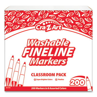 Cra-Z-Art Washable Fineline Markers, Fine Bullet Tip, 8 Assorted Colors, 200/Set CZA740071