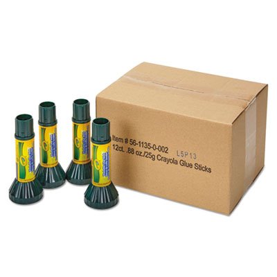 Crayola 561135 Washable Glue Stick, .88 oz, Stick, 12/Pack CYO561135