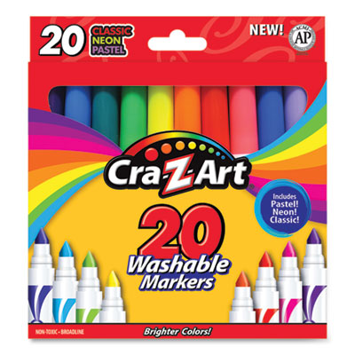 Cra-Z-Art Washable Markers, Broad Bullet Tip, 20 Assorted Colors, 20/Set CZA44402WM20