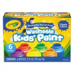 Crayola Washable Paint, 6 Colors, Blue/Green/Orange/Red/Violet/Yellow, 2 oz CYO541204