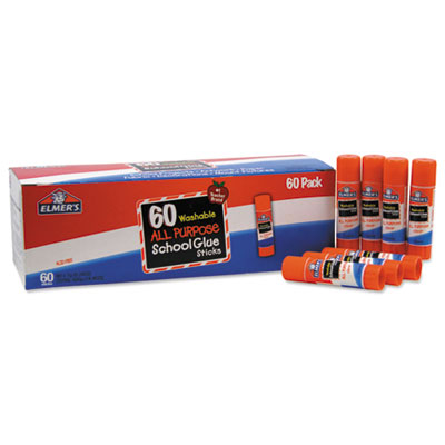 Elmer's Washable School Glue Sticks, 0.24 oz, Applies and Dries Clear, 60/Box EPIE501