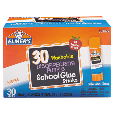 Elmer's Washable School Glue Sticks, Purple, 30/Box EPIE555