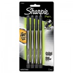 Sharpie Water-Resistant Ink Stick Plastic Point Pen, 0.5mm, Black Ink, Black/Gray Barrel, 4/Pack SAN1742661