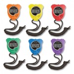Champion Sports Water-Resistant Stopwatches, 1/100 Second, Assorted Colors, 6/Set CSI910SET