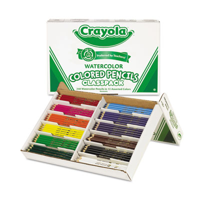 Crayola 684240 Watercolor Pencil Classpack Set, 3.3 mm, 2B (#1), Assorted Lead/Barrel Colors, 240/Pack CYO684240