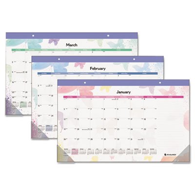 At-A-Glance Watercolors Recycled Monthly Desk Pad Calendar, 17 3/4 x 10 7/8, 2015 AAGSK91705