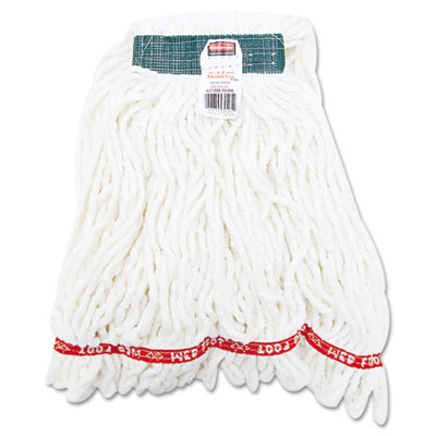 Rubbermaid Commercial FGA21206WH00 Web Foot Shrinkless Looped-End Wet Mop Head, Cotton/Synthetic, Medium, White RCPA21206WHI
