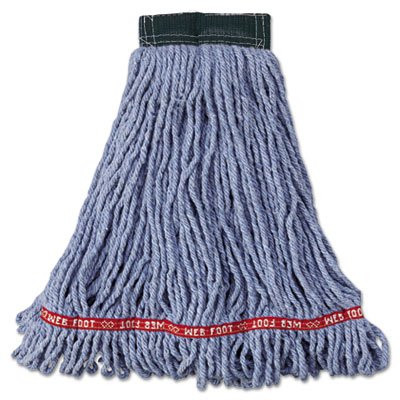 A25206 BL00 Web Foot Wet Mop Head, Shrinkless, Cotton/Synthetic, Blue, Medium, 6/Carton RCPA252BLU