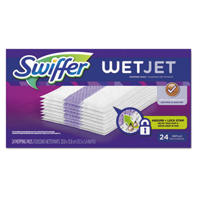 Swiffer 08443 WetJet System Refill Cloths, 11.3" x 5.4", White, 24/Box, 4/Ctn PGC08443CT