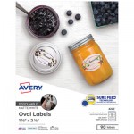 Avery White Dissolvable Labels w/ Sure Feed, 1 1/2 x 2 1/2, Oval, White, 90/PK AVE4223